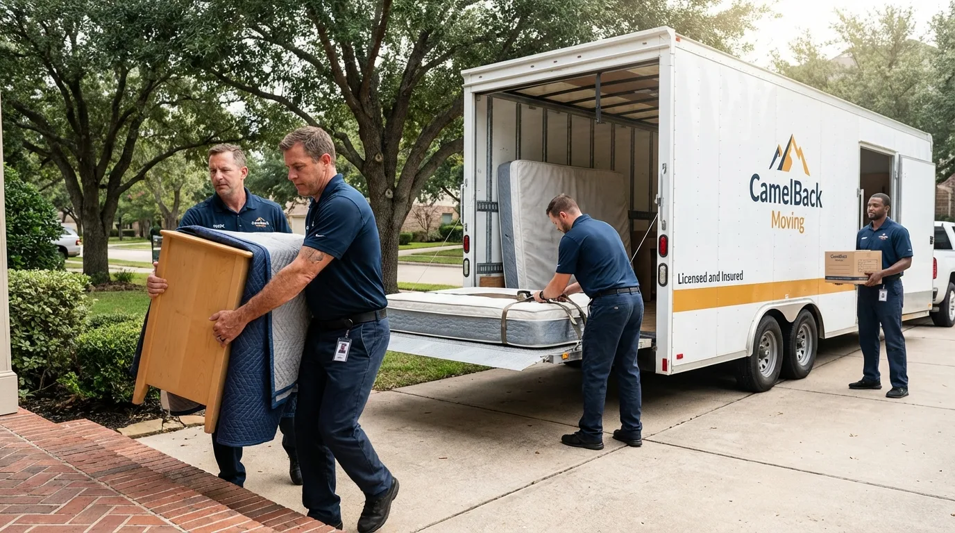 Crew loading residential truck for cross-state move from Kiowa, CO