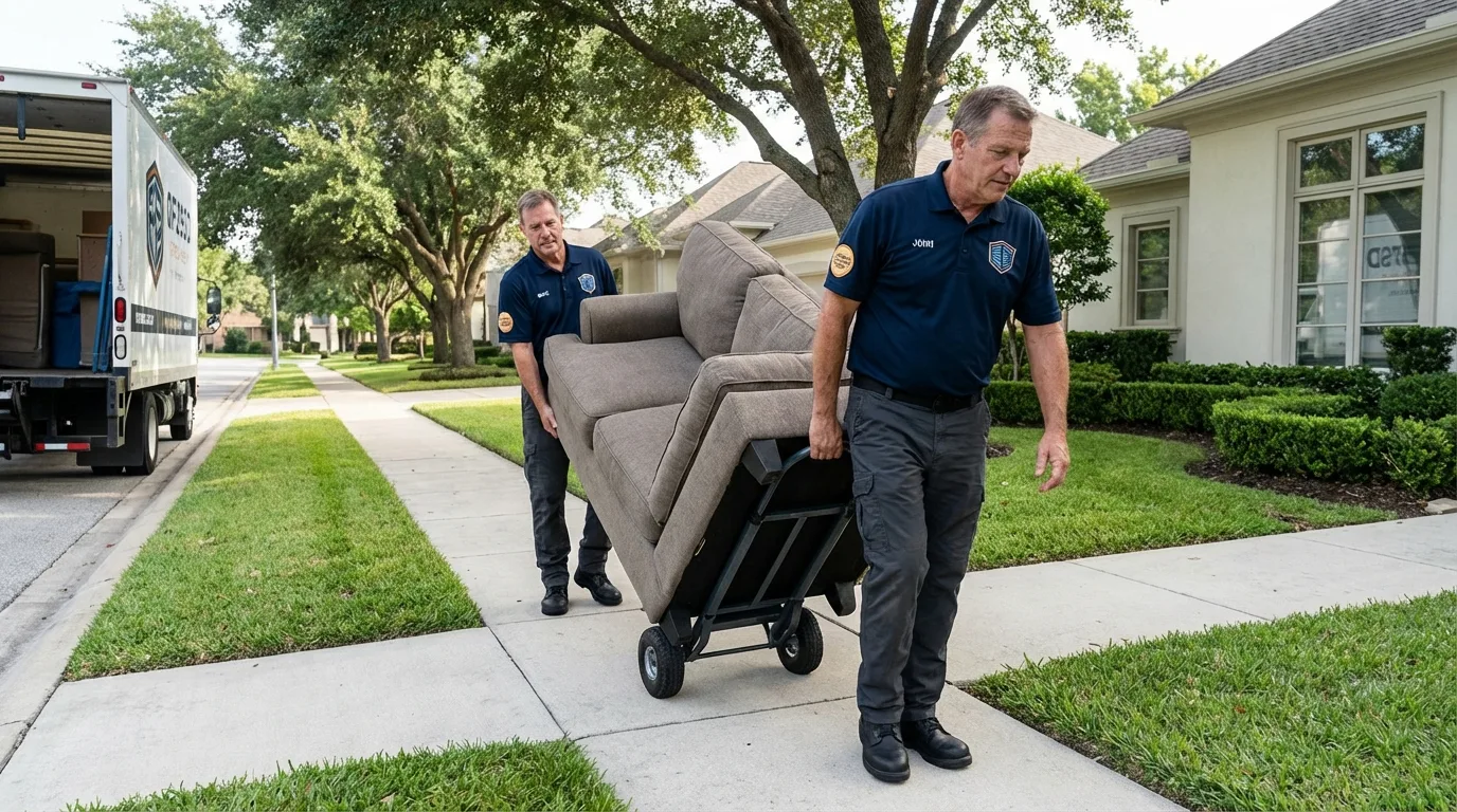 Local residential moving crew loading furniture in Kiowa, CO